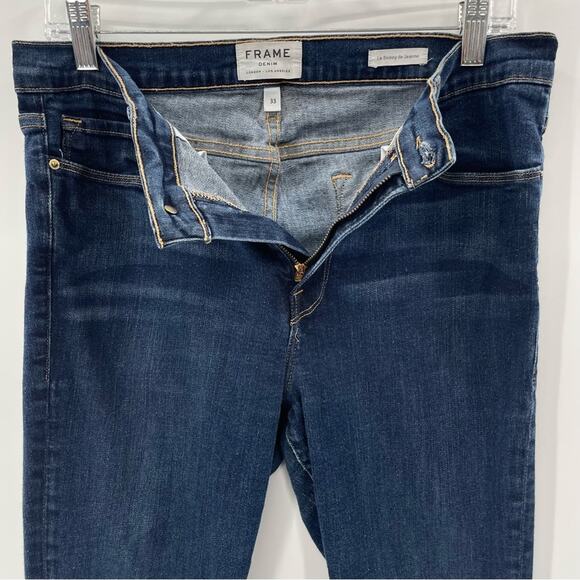 Frame Le Skinny de Jeanne Dark Wash Boho Indie Preppy Jeans Size 33 - Picture 6 of 15
